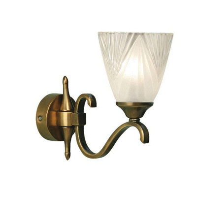 Luminosa Columbia 1 Light Wall Light Antique Brass with Glass Shade, E14