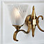 Luminosa Columbia 2 Light Indoor Twin Wall Light Antique Brass with Glass, E14