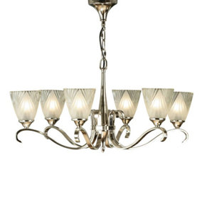 Luminosa Columbia 6 Light Multi Arm Ceiling Chandelier Clear Glass, Polished Nickel, E14