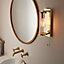 Luminosa Como Bathroom Wall Lamp Satin Brass Plate & Clear Ribbed Glass IP44