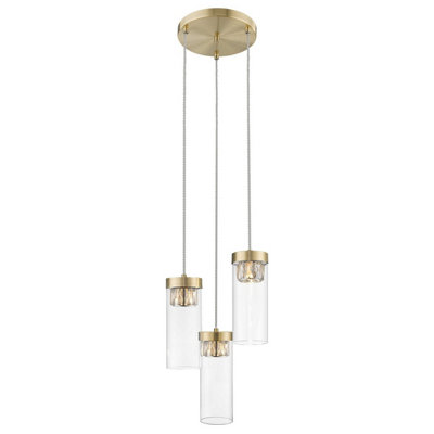 Luminosa Contemporary Cluster Pendant Ceiling 3 Light Antique Bronze, Crystal