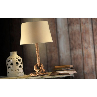 Luminosa Corda-Mauli Large Table Lamp With Round Tapered Shade, Rope Design