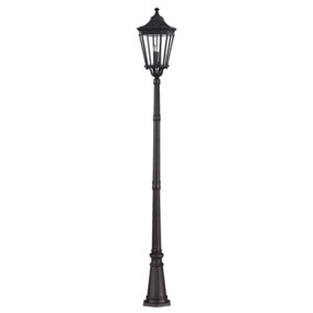 Luminosa Cotswold Lane 3 Light Large Outdoor Post Lantern Black IP44, E14