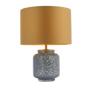 Luminosa Courmayeur Table Lamp Cobalt Glass & Gold Satin Fabric