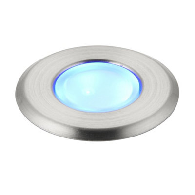 Luminosa Cove Outdoor Coastal Recessed Ground Light Blue IP67 0.8W Marine Grade Brushed Stainless Steel & Frosted