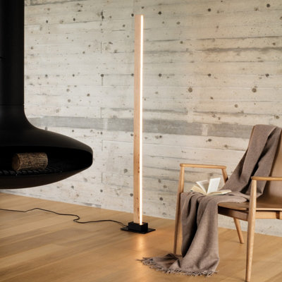 Luminosa CRAFT Dimmable LED Integrated Floor Lamp Wood, In-Built Switch, 3000K