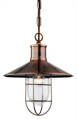Luminosa Crescent 1 Light Wire Ceiling Pendant Antique Copper, E27