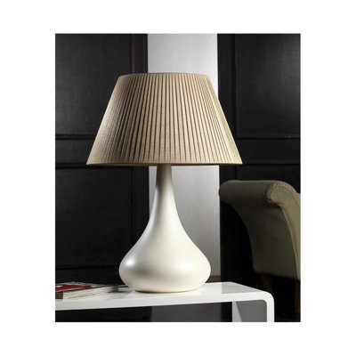 Luminosa Cristel Table Lamp With Round Tapered Shade, Sand | DIY At B&Q