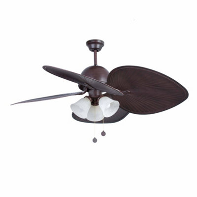 Luminosa Cuba Large Ceiling Fan Wood, Dark Brown - Optional LED Light Sold Separately