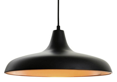 Luminosa Curtis 1 Light Dome Ceiling Pendant Black, E27