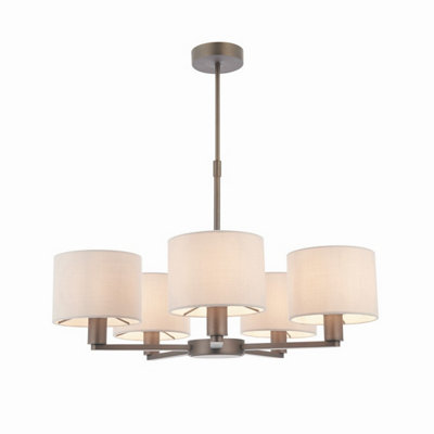 Luminosa Daley 5 Light Multi Arm Pendant Light Antique Bronze Plate Marble Fabric