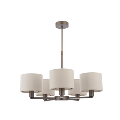 Luminosa Daley 5 Light Multi Arm Pendant Light Antique Bronze Plate Marble Fabric