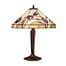 Luminosa Damselfly 2 Light Medium Table Lamp Tiffany Glass, Deep Antique Patina, E27