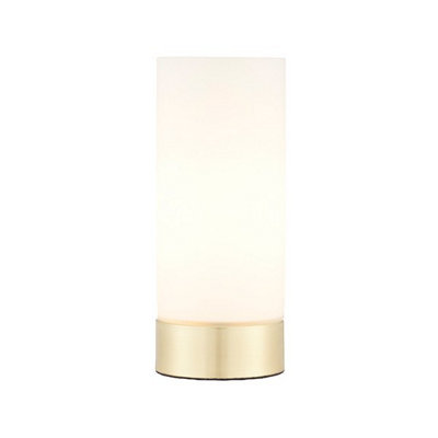 Luminosa Dara 1 Light Table Lamp Brushed Brass, Matt Opal Duplex Glass, E14