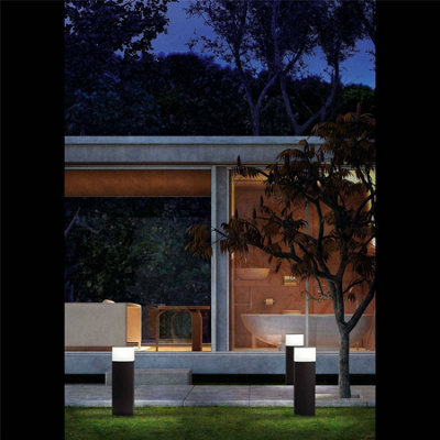 Luminosa Datna 1 Light Outdoor Short Bollard Light White, Dark Grey ...