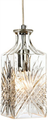 Luminosa Decanter 1 Light Ceiling Pendant Chrome, Clear Decorative Glass, E14