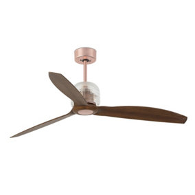 Luminosa Deco Copper, Wood Ceiling Fan LED With DC Smart Motor - Remote Included