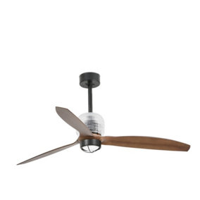 Luminosa Deco LED Black, Wood Ceiling Fan with DC Smart Motor - Remote Included, 3000K