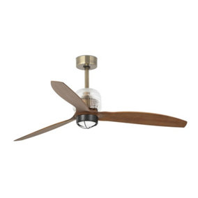 Luminosa Deco LED Gold, Wood Ceiling Fan with DC Smart Motor - Remote Included, 3000K