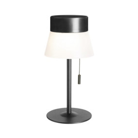 Luminosa Deco LED Table Lamp with Round Tapered Shade Black, Opal, Warm-White 3000K, IP54