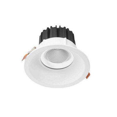 Luminosa Dorit Integrated LED 1 Light Recessed Downlight Matt White IP44 - Warm White