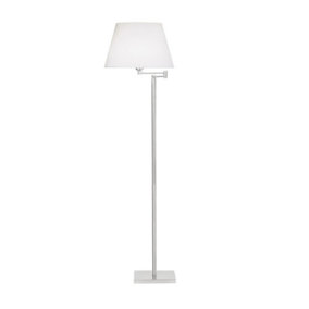 Luminosa Dover Floor Lamp Satin Nickel with Tappered Shade E27 60W