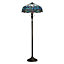 Luminosa Dragonfly 2 Light Floor Lamp Dark Bronze, Blue, Tiffany Style Glass, E27