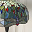 Luminosa Dragonfly 2 Light Floor Lamp Dark Bronze, Blue, Tiffany Style Glass, E27