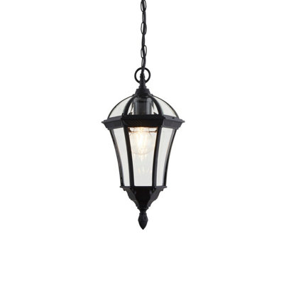 Luminosa Drayton 1 Light Outdoor Ceiling Lantern Pendant Light Black IP44, E27