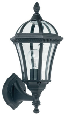 Luminosa Drayton 1 Light Outdoor Wall Lantern Clear Glass, Black Paint IP44, E27