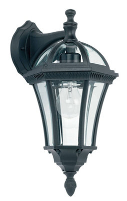 Luminosa Drayton 1 Light Outdoor Wall Lantern Clear Glass, Black Paint IP44, E27