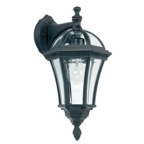 Luminosa Drayton 1 Light Outdoor Wall Lantern Clear Glass, Black Paint IP44, E27