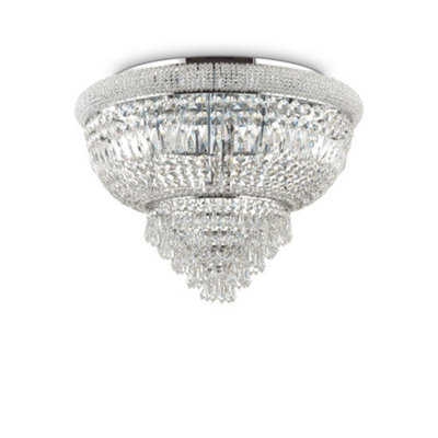 Luminosa Dubai Indoor 24 Lights Flush Chandelier Ceiling Lamp Chrome, E14