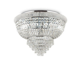 Luminosa Dubai Indoor 24 Lights Flush Chandelier Ceiling Lamp Chrome, E14