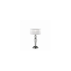 Luminosa Duchessa 1 Light Small Table Lamp Chrome, White, Clear and Glass with Shade, E27
