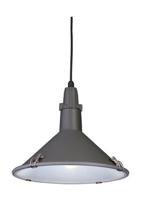 Luminosa Eden 1 Light Dome Ceiling Pendant Grey IP44, E27