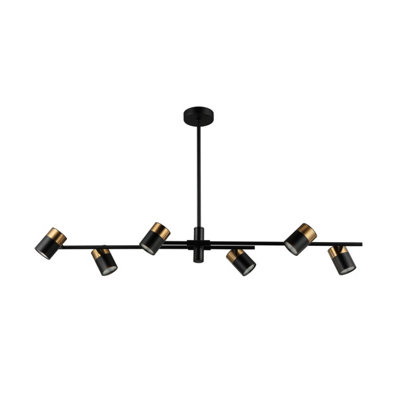 Luminosa Elice Bar Pendant Ceiling Light Black, Brass 6xGU10