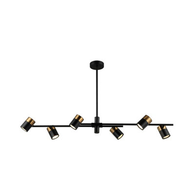 Luminosa Elice Bar Pendant Ceiling Light Black, Brass 6xGU10