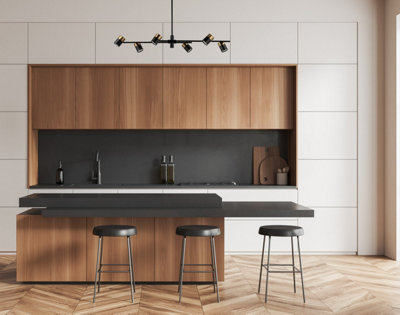 Luminosa Elice Bar Pendant Ceiling Light Black, Brass 6xGU10