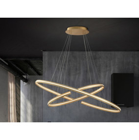 Luminosa Elipse Dimmable Integrated LED Pendant Light, Brushed Gold