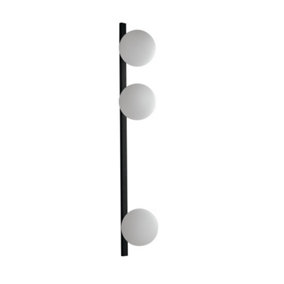 Luminosa Enoire Triple Globe Wall Lamp, Black, Opal, E14