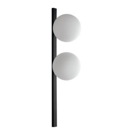 Luminosa Enoire Twin Globe Wall Lamp, Black, Opal, E14