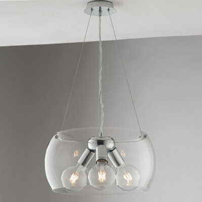 Luminosa EQUATORE 3 Light Cylindrical Pendant Ceiling Light Transparent 40x20cm