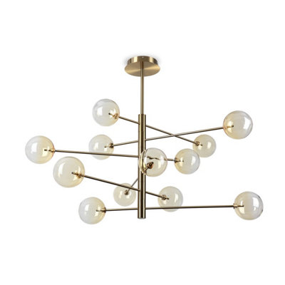 Luminosa Equinoxe 12 Light Multi Arm Pendant Ceiling Light Shaded Amber