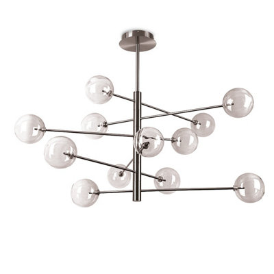 Luminosa Equinoxe 12 Light Multi Arm Pendant Ceiling Light Smoke Grey