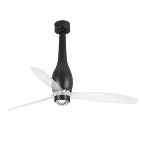 Luminosa Eterfan LED Matt Black, Transparent Ceiling Fan with DC Motor Smart - Remote Included, 3000K