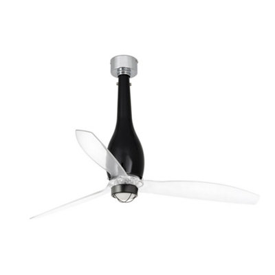 Luminosa Eterfan LED Shiny Black, Transparent Ceiling Fan with DC Motor Smart - Remote Included, 3000K