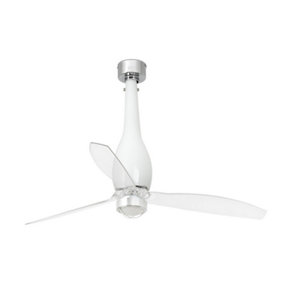 Luminosa Eterfan LED Shiny White, Transparent Ceiling Fan with DC Motor, 3000K