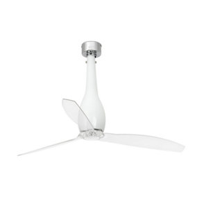 Luminosa Eterfan Shiny White, Transparent Ceiling Fan With DC Motor Smart - Remote Included