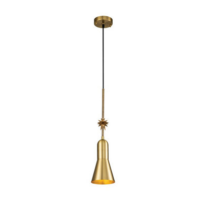 Luminosa Etoile Dome Pendant Ceiling Light, Aged Brass and Gold Leaf